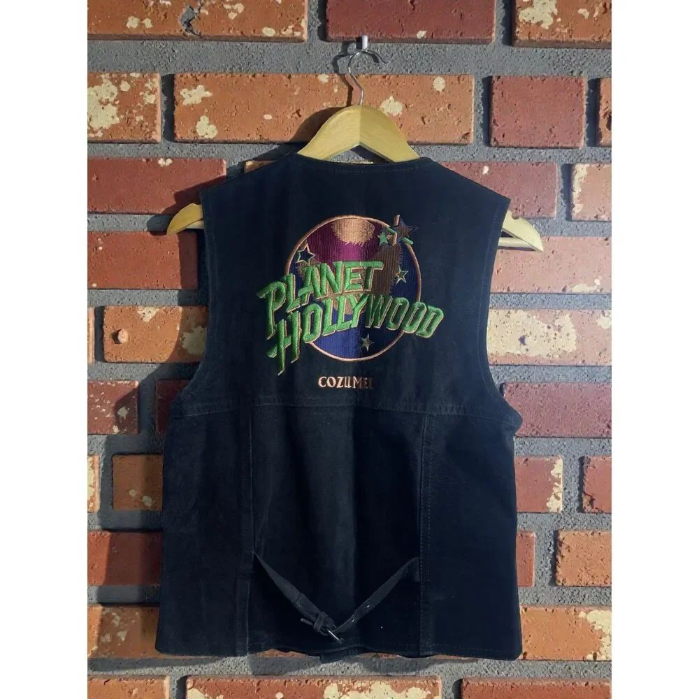 Planet Hollywood Cozumel Leather Vest – Black – Size Small